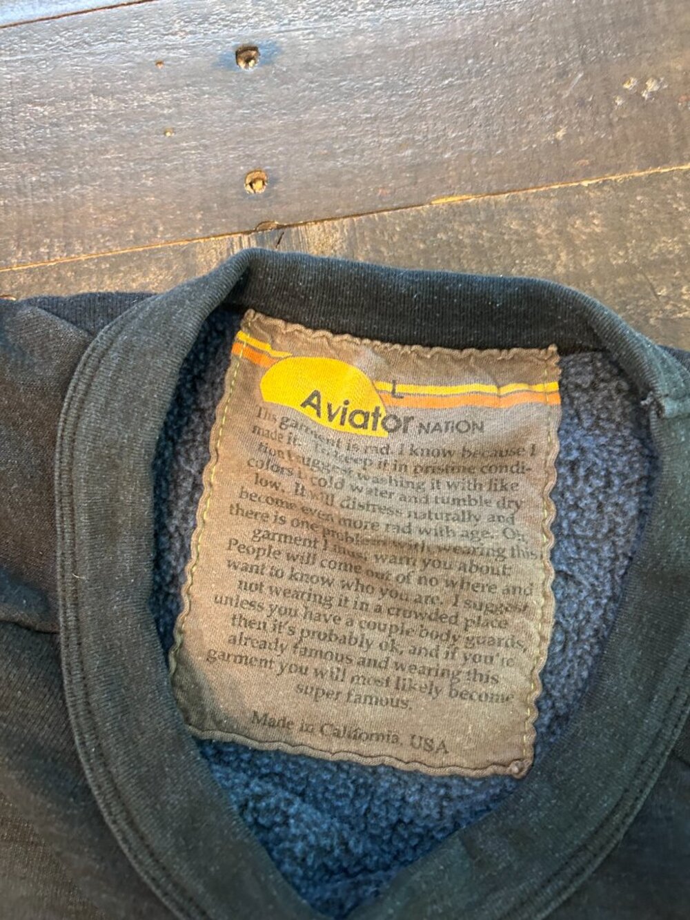 Aviator Nation Ombré Crewneck Sweatshirt with Rainbow patch - Picture 3 of 4